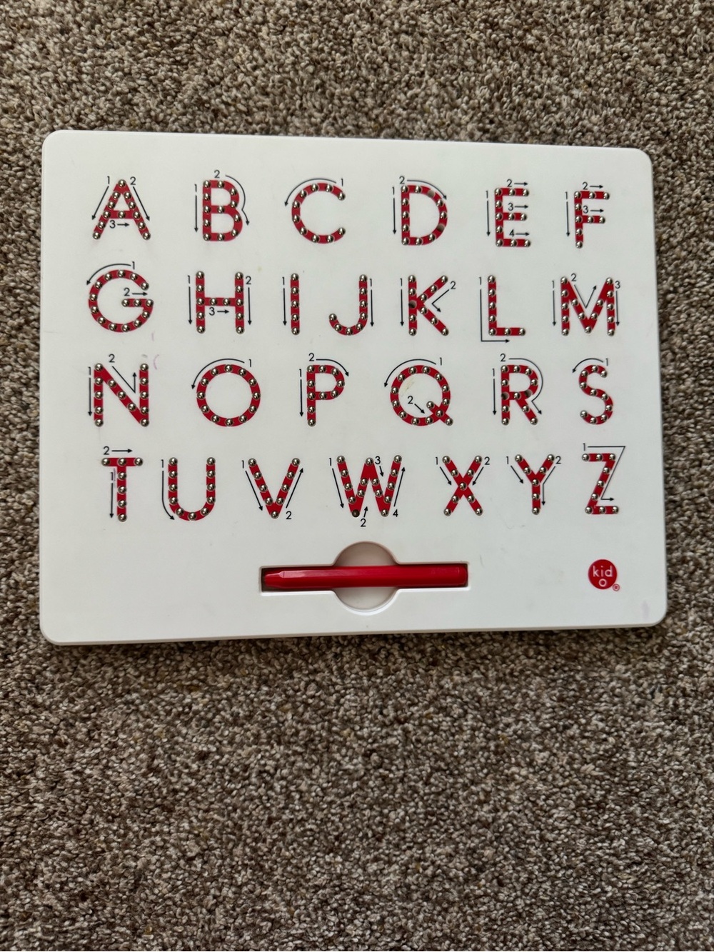 Kids Magnetic Alphabet Tracing Board with Red Letters and Magnetic Stylus Pen